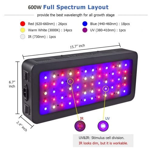 Veg & Bloom Double Switch full spectrum LED grow light 600w 900w 1200w