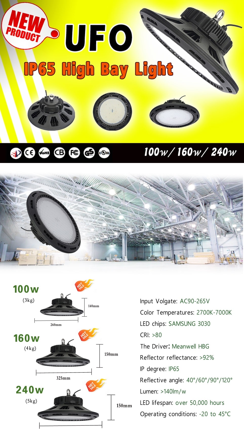 UFO LED high bay light 100w-240w (5)