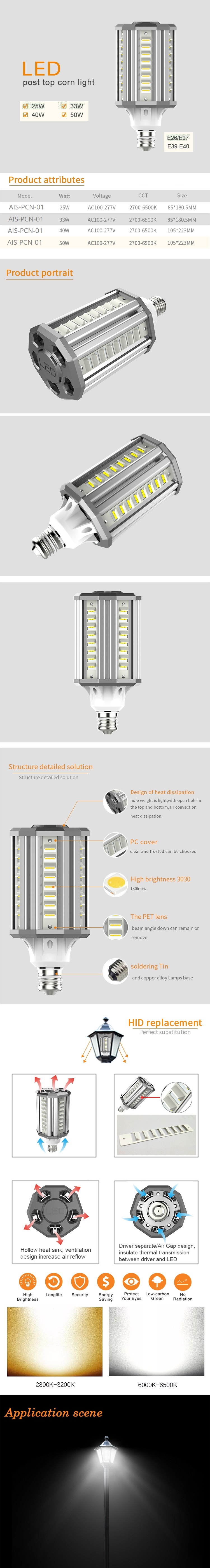 E40 E27 LED post top light,LED Corn lamp