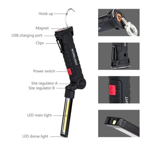 Rechargeable Work Lights with Magnetic Base 3w